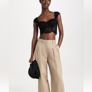 Reformation Rina Black Lace Bustier Crop Top size 4